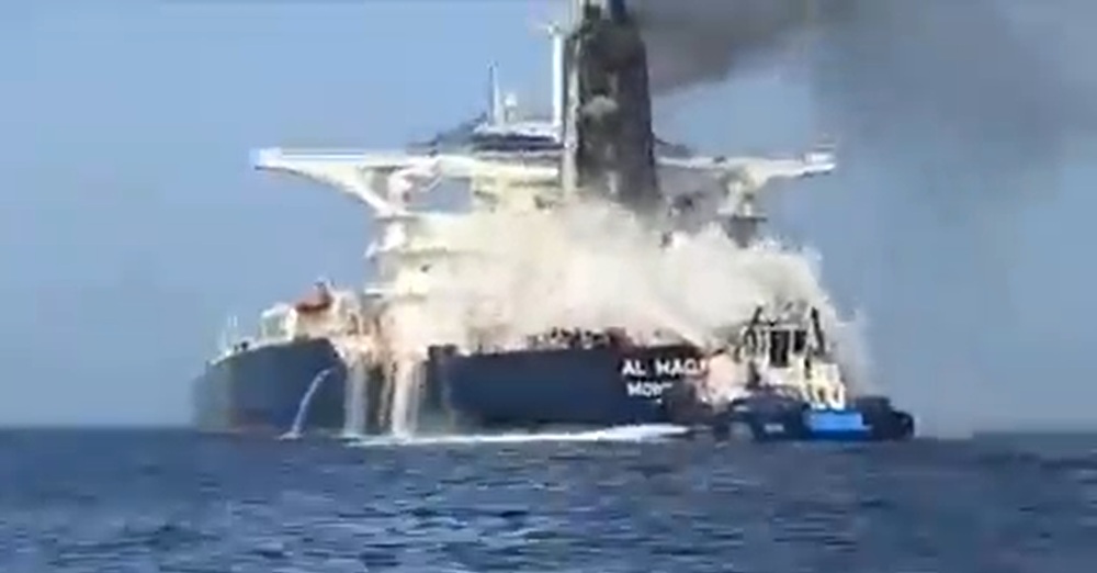 Iran's Islamic Revolutionary Guard Corps also released unverified footage appearing to show a new attack on a UAE-operated tanker (IRGC)
